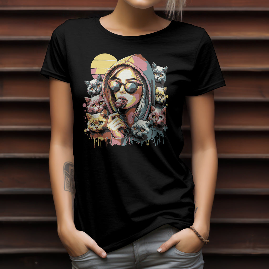 MULTI-COLOR CAT LOVER WOMEN T-SHIRT
