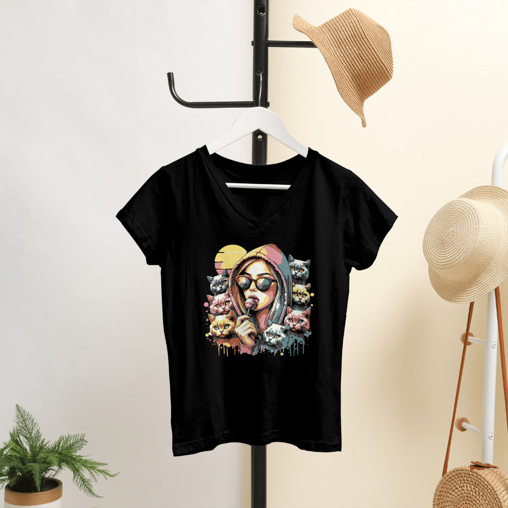 MULTI-COLOR CAT LOVER WOMEN T-SHIRT