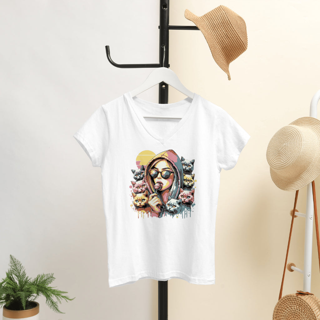 MULTI-COLOR CAT LOVER WOMEN T-SHIRT