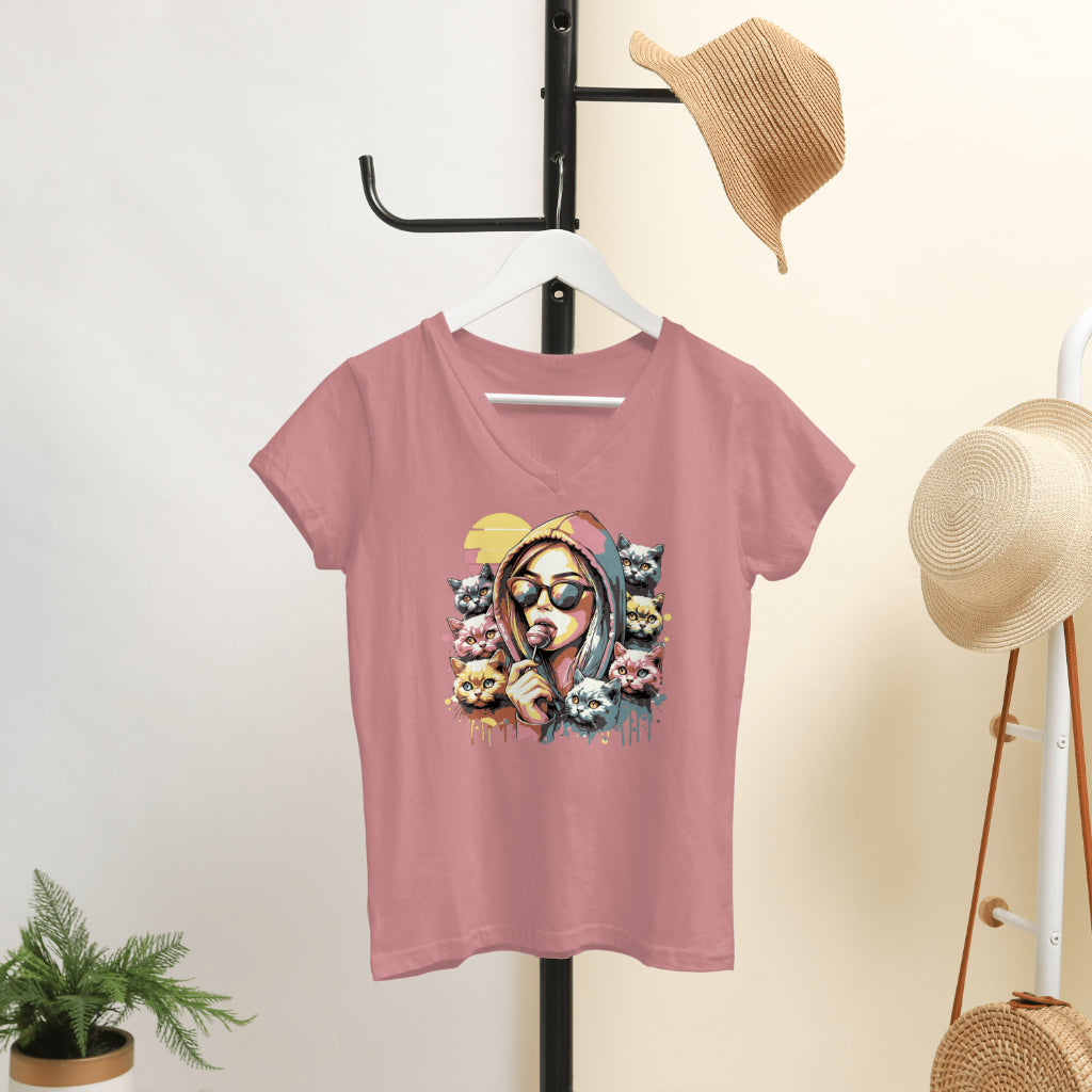 MULTI-COLOR CAT LOVER WOMEN T-SHIRT
