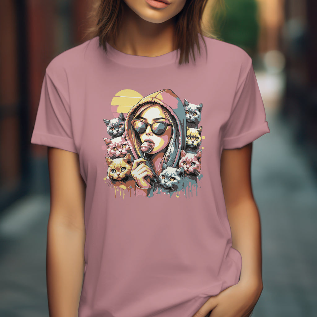 MULTI-COLOR CAT LOVER WOMEN T-SHIRT