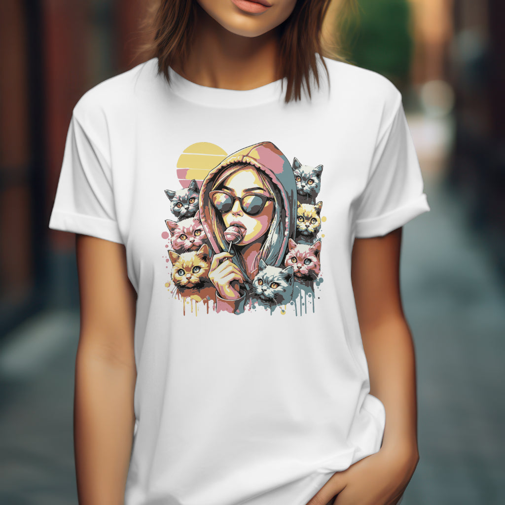 MULTI-COLOR CAT LOVER WOMEN T-SHIRT